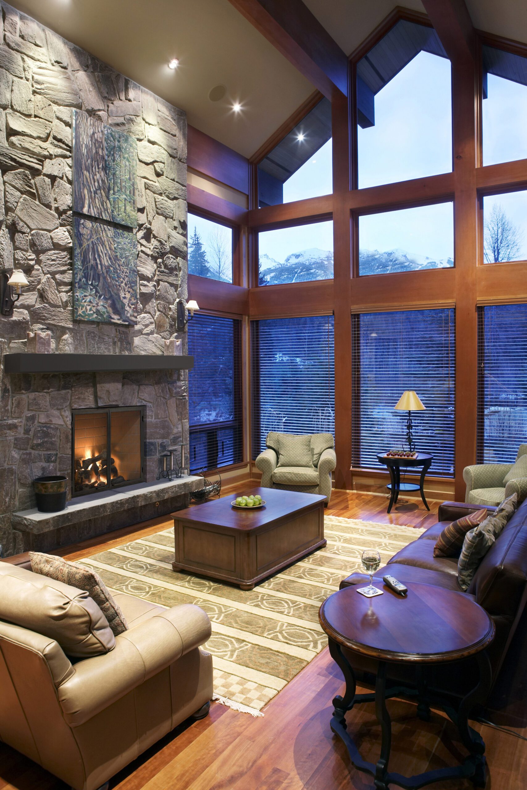 rustic fireplace with wood logs